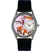 Whimsical Womens Veterinarian Black Leather Watch ...