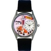 Whimsical Womens Veterinarian Black Leather Watch #557539