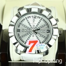 White Casual Cool Genuine Leather Band Hip Hop Watch Lil Wayne Water Proof