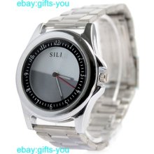 White Dial Shiny Silver Band Round Pnp Shiny Silver Watchcase Mens Watch Fw787a
