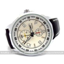 White Dodecagon 24hrs Waterproof Leather Mechanical Watch Men Auto 204