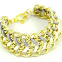 White, Gold and Grey Friendship Chain Bracelet