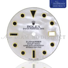 White Mother Of Pearl & Black Onyx Gemstone Dial For Rolex Submariner Watch