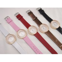 Wholesale Lot of 5 Color Band Crystal Fashion Jewelry Wrist Watches for Women