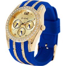 Wildlife by Heidi Klum Multi-Function Silicone Strap Watch - Blue/Goldtone - One Size
