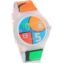 WILLIS Colorful Round Dial Women's Quartz Watch with Plastic Strap