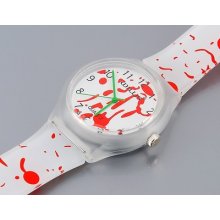 Willis Round Dial Women's Janpan Quartz Watch With Plastic Strap White & Red