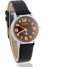 WoMaGe 139-7 Women's Analog Watch with PU Leather Strap (Black)