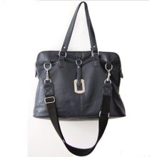 Woman's Black Pu Leather Handbags Removable Strap Shoulder Bags Totes Bp360