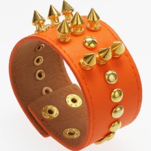 Women Fashion Golden Punk Rock Style Pu Leather Loose Loop Bracelet 8 Color 0458