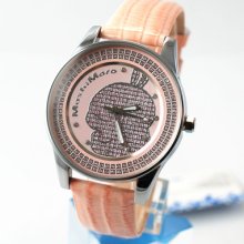 Women Fashion Trendy Watch Rhinestone Dial Leather Band 91005 Wristwatch