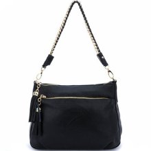 Women Korean Style Black Leather Chain Small Shoulder Bag [cesti Korea]