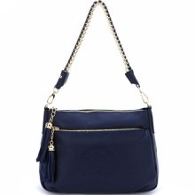 Women Korean Style Navy Leather Chain Small Shoulder Bag [cesti Korea]