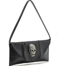 Women Ladies Skull Black Crocodile Faux Leather Evening Party Bag Handbag Ba402