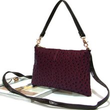 Women Ostrich Pattern Clutch & Shoulder & Crossbody 3way Bag, Multi Handbag