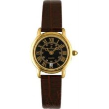 Womenandapos;s Gold Tone Toledo Dress Watch Black Dial Strap