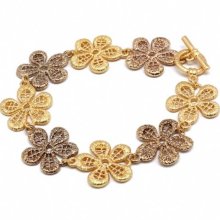 Womens Althya's Tri Tone Brown, Copper & Gold Flower Fashion Bracelet