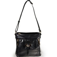 Women's Black Super Soft Leather-like Cross-body Bag F62