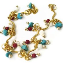 Women's bracelet-women's jewelry-women's accessories-turquoise bracele-coral bracelet-gold plated bracelet-stoned bracelet