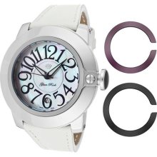 Women's So-Be Mood White MOP Dial White Genuine Saffiano Leather ...