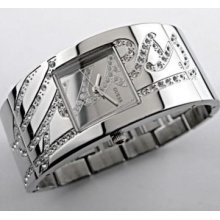 Wt Guess Autograph Swarovski Ss Bangle Bracelet Lady Watch U13552l1 W12063l1