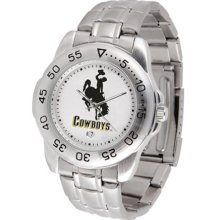 Wyoming Cowboys UW Mens Sports Steel Watch