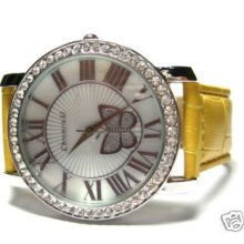 Yellow Strap Womens Butterfly Designer Ice Watchs Bus15