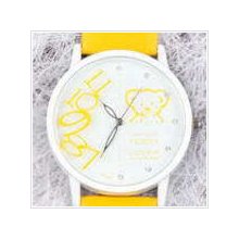 Yellow Watch for Women with Faux Leather Band