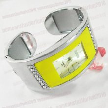 Yellow Women Ladies Bangle Bracelet Wrist Watch M430y