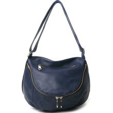 Zip Accented Hobo All Leather Handbag