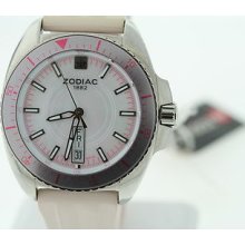 Zodiac Ladies Zo5537 Speed Dragon Date White Dial Pink Rubber Strap Watch