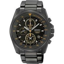 100 Percent Authentic Seiko Chronograph Gents Black Watch Sndd65p1