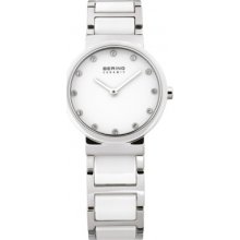 10729-754 Bering Time Ladies Ceramic White Silver Watch