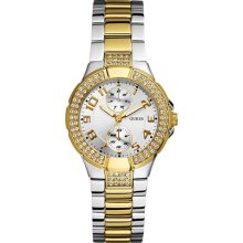 13586l1 Guess Women Silver Dial Two Tones Band Swarovski Watch