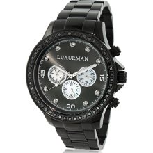 2 Carat Black Diamond Bezel Watch for Men by Luxurman