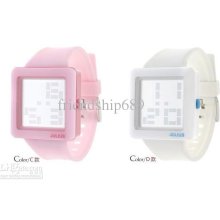 2012 New 8 Colors Fashion Square Mirror Led Digital Rubber Unisex La