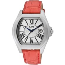 a_line Watches Women's Adore Silver Dial Red Genuine Leather Red Genui