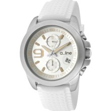a_line Watches Women's Aroha Chronograph Silver Dial White Silicone Wh
