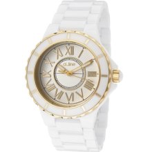 a_line Watches Women's Marina Silver Dial Gold Accents White Ceramic W