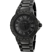 a_line Watches Women's Marina Black Dial Black Ion Plated Stainless St