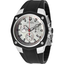 Accutron by Bulova Watches Men's Corvara Chronograph Silver Dial Black