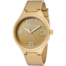 Activa Watches Women's Gold Tone Dial Gold Tone Polyurethane Gold Pol