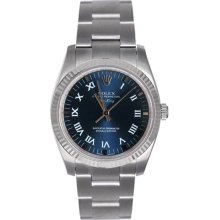 Airking Model 114234 Steel Smooth Fluted Bezel Blue Roman Dial
