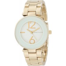 AK Anne Klein Women's AK-1074WTGB White Dial Gold Tone Bracelet Watch