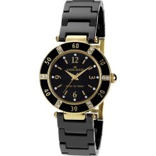 AK Anne Klein Women's 10-9416BKBK Swarovski Crystal Accented Gold-Tone Black Ceramic Watch