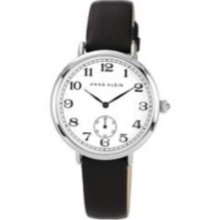 Ak Anne Klein Women's Ak-1205wtbk White Dial Black Leather Strap Watch