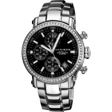 Akribos XXIV Men's Stainless Steel Crystal Chronograph Watch (Black)