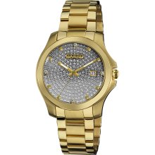 Akribos XXIV Men's Stainless Steel Crystal Pave Bracelet Watch (Gold-tone)