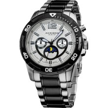 Akribos XXIV Men's Swiss Quartz Divers Multifunction Bracelet Watch (Two-tone, black and silver-tone)