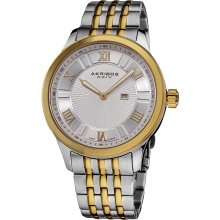 Akribos XXIV Men's Swiss Collection Date Stainless Steel Bracelet Watch (Gold/Silver)